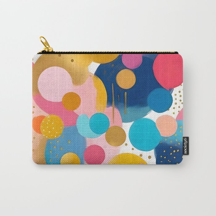 Good Days, Fun Abstract Celebration, Happiness Enjoy Confetti Party, Celebrate Polka Dots Shapes Random Quirky, Eclectic Bohemian Contemporary Carry All Pouch Gallery Image 1