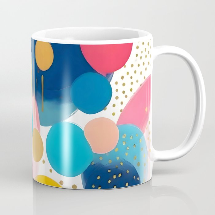 Good Days, Fun Abstract Celebration, Happiness Enjoy Confetti Party, Celebrate Polka Dots Shapes Random Quirky, Eclectic Bohemian Contemporary Coffee Mug Gallery Image 1