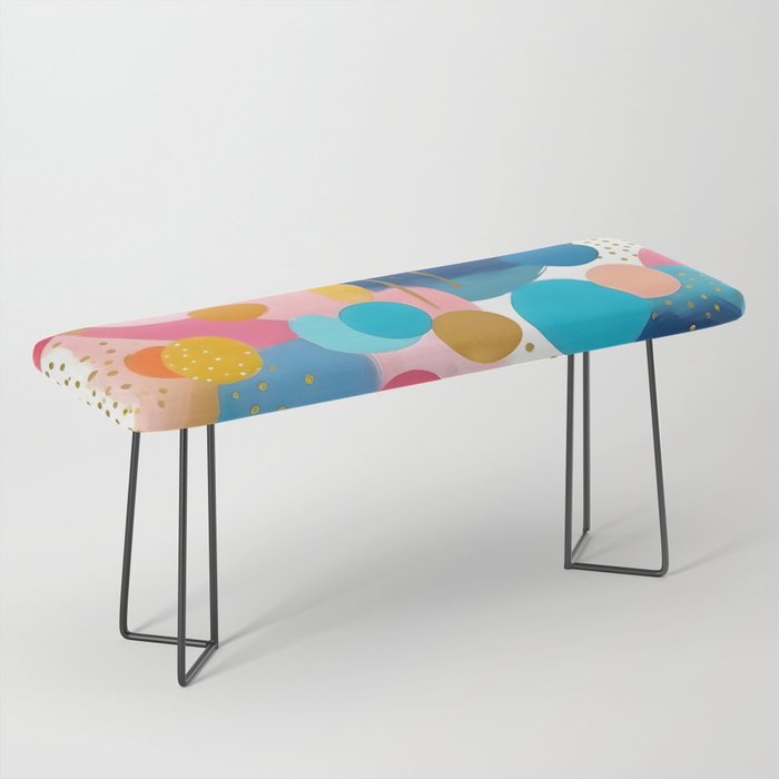 Good Days, Fun Abstract Celebration, Happiness Enjoy Confetti Party, Celebrate Polka Dots Shapes Random Quirky, Eclectic Bohemian Contemporary Bench Gallery Image 1