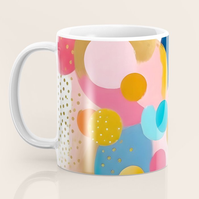 Good Days, Fun Abstract Celebration, Happiness Enjoy Confetti Party, Celebrate Polka Dots Shapes Random Quirky, Eclectic Bohemian Contemporary Coffee Mug Gallery Image 3