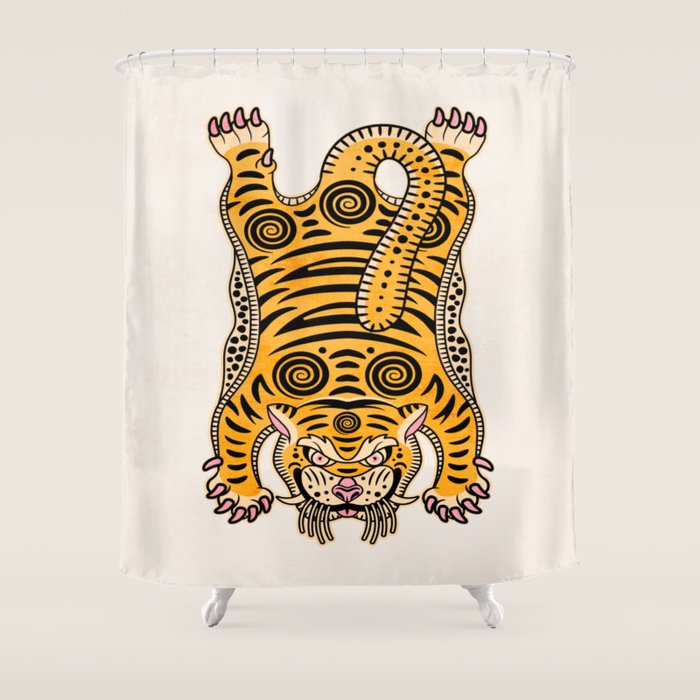 King Of The Jungle 01: Golden Tiger Edition Shower Curtain Gallery Image 1