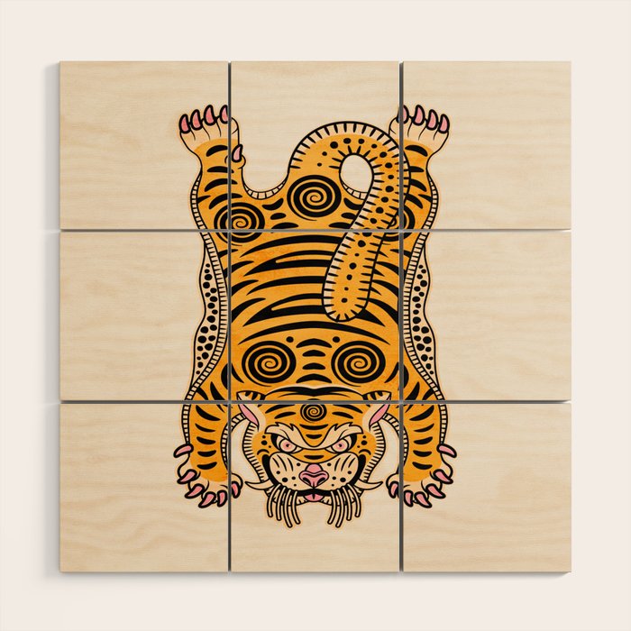 King Of The Jungle 01: Golden Tiger Edition Wood Wall Art Gallery Image 1
