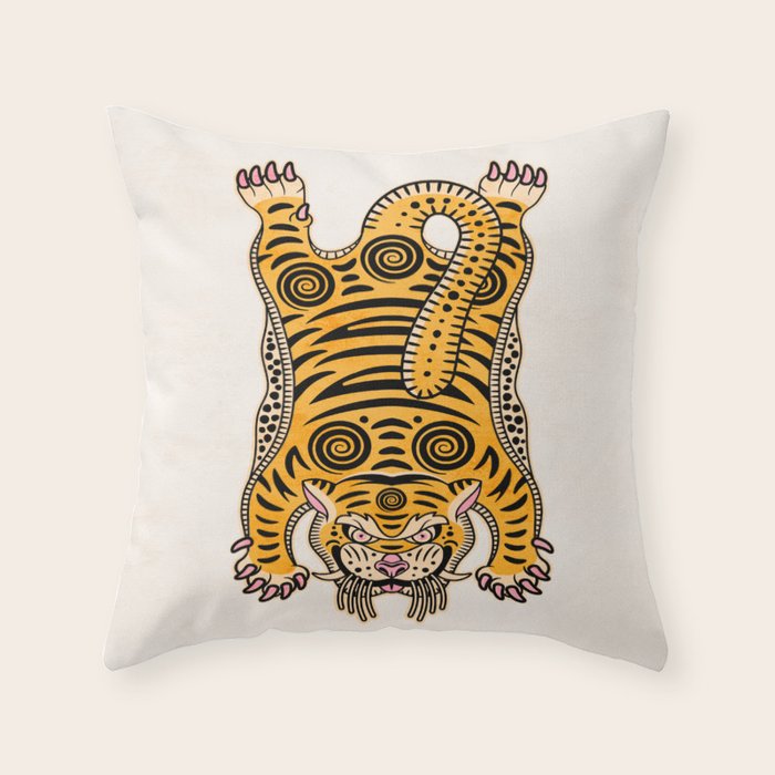 King Of The Jungle 01: Golden Tiger Edition Throw Pillow Gallery Image 1
