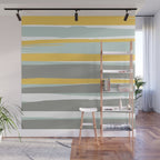 Stripe Abstract, Sun and Beach, Yellow, Pale, Aqua Blue and Gray Wall Mural Gallery Image 1