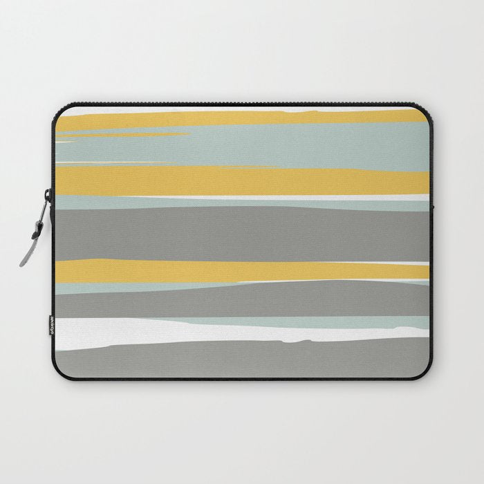 Stripe Abstract, Sun and Beach, Yellow, Pale, Aqua Blue and Gray Laptop Sleeve Gallery Image 1