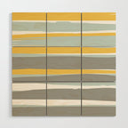 Stripe Abstract, Sun and Beach, Yellow, Pale, Aqua Blue and Gray Wood Wall Art Gallery Image 1