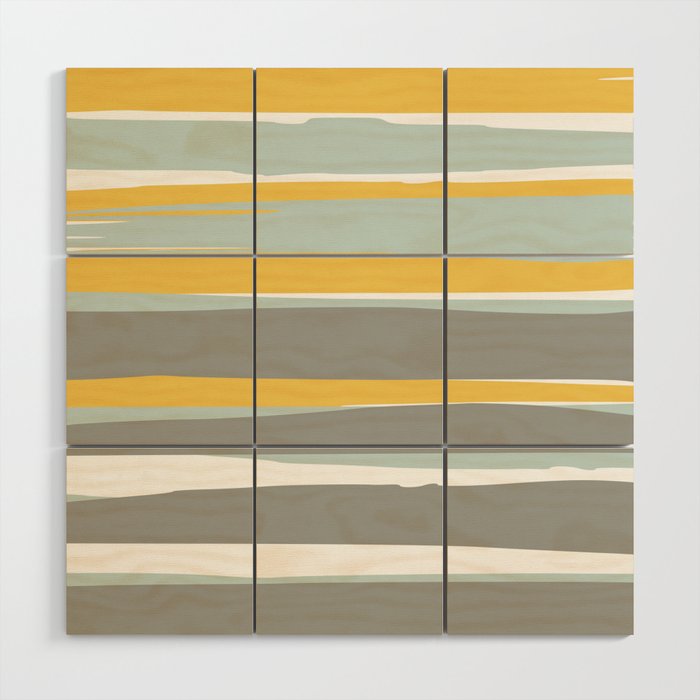 Stripe Abstract, Sun and Beach, Yellow, Pale, Aqua Blue and Gray Wood Wall Art Gallery Image 1