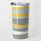 Stripe Abstract, Sun and Beach, Yellow, Pale, Aqua Blue and Gray Travel Mug Gallery Image 3