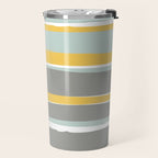 Stripe Abstract, Sun and Beach, Yellow, Pale, Aqua Blue and Gray Travel Mug Gallery Image 2