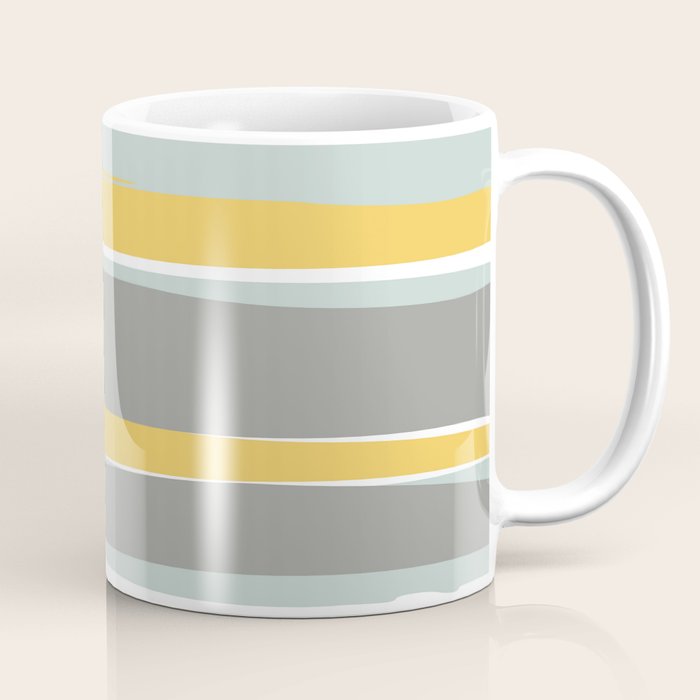 Stripe Abstract, Sun and Beach, Yellow, Pale, Aqua Blue and Gray Coffee Mug Gallery Image 1