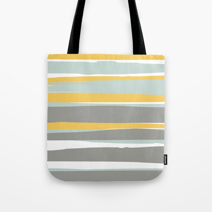 Stripe Abstract, Sun and Beach, Yellow, Pale, Aqua Blue and Gray Tote Bag Gallery Image 1