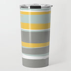 Stripe Abstract, Sun and Beach, Yellow, Pale, Aqua Blue and Gray Travel Mug Gallery Image 1