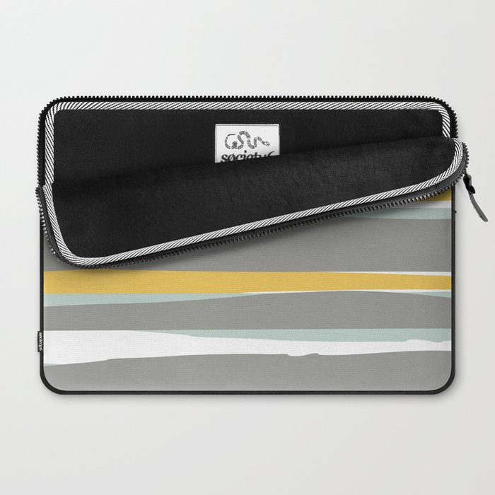 Stripe Abstract, Sun and Beach, Yellow, Pale, Aqua Blue and Gray Laptop Sleeve Gallery Image 2