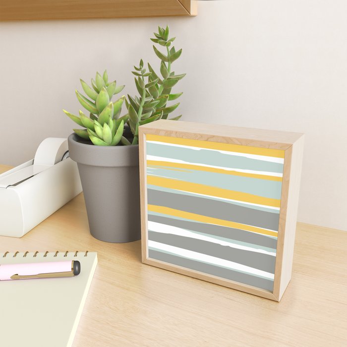 Stripe Abstract, Sun and Beach, Yellow, Pale, Aqua Blue and Gray Mini Art Print Gallery Image 2