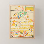 YELLOW TULIPS, WINE AND CHEESE Mini Art Print Gallery Image 1