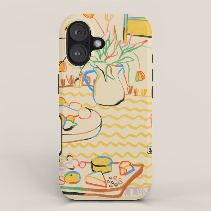YELLOW TULIPS, WINE AND CHEESE iPhone Case Gallery Image 1