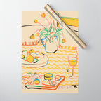 YELLOW TULIPS, WINE AND CHEESE Wrapping Paper Gallery Image 1
