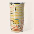 YELLOW TULIPS, WINE AND CHEESE Travel Mug Gallery Image 1