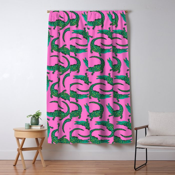 Crocodiles (Pink and Green) Window Curtain Gallery Image 5