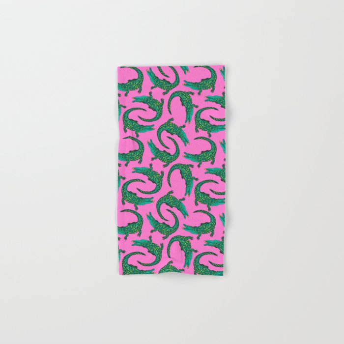 Crocodiles (Pink and Green) Bath Towel Gallery Image 1