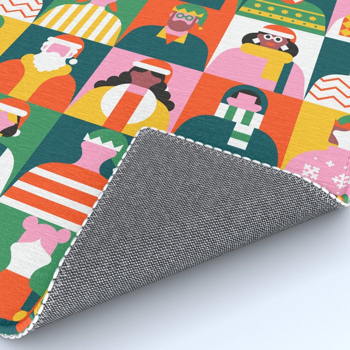 Diverse festive christmas people mosaic pattern Rug Gallery Image 4
