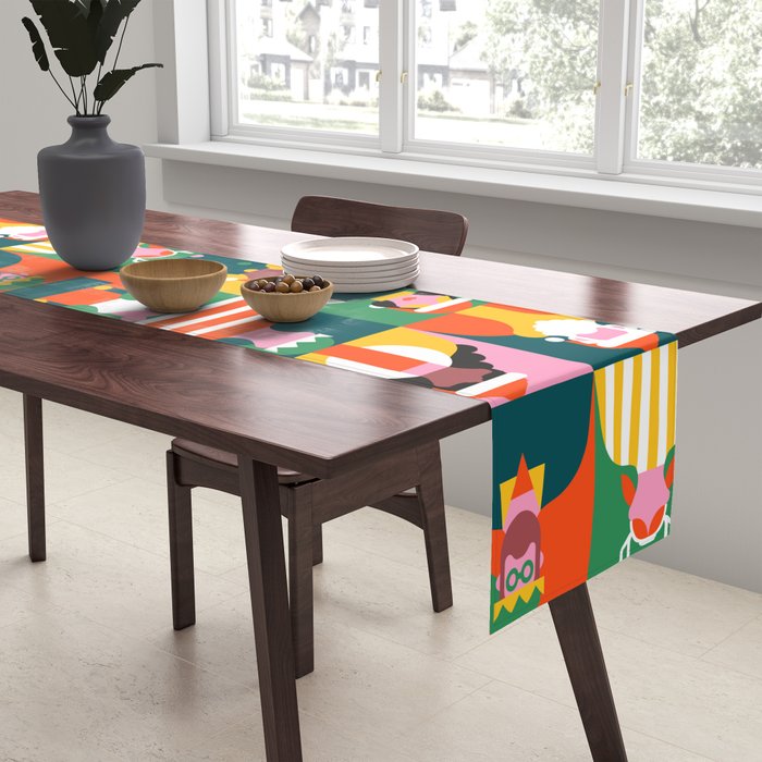 Diverse festive christmas people mosaic pattern Table Runner Gallery Image 2