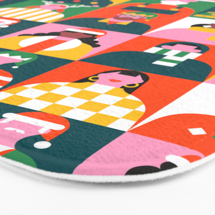 Diverse festive christmas people mosaic pattern Bath Mat Gallery Image 3