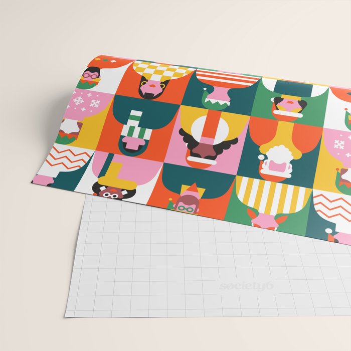 Diverse festive christmas people mosaic pattern Wrapping Paper Gallery Image 2