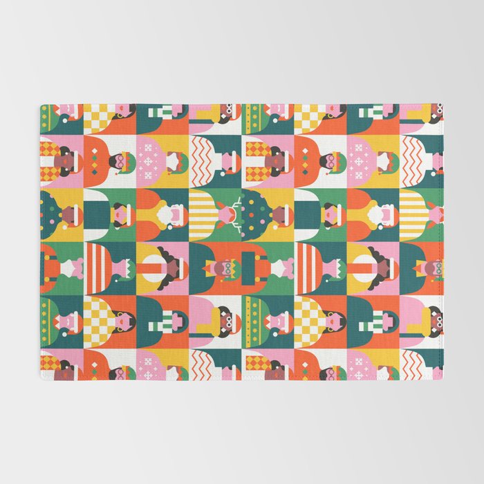 Diverse festive christmas people mosaic pattern Rug Gallery Image 2