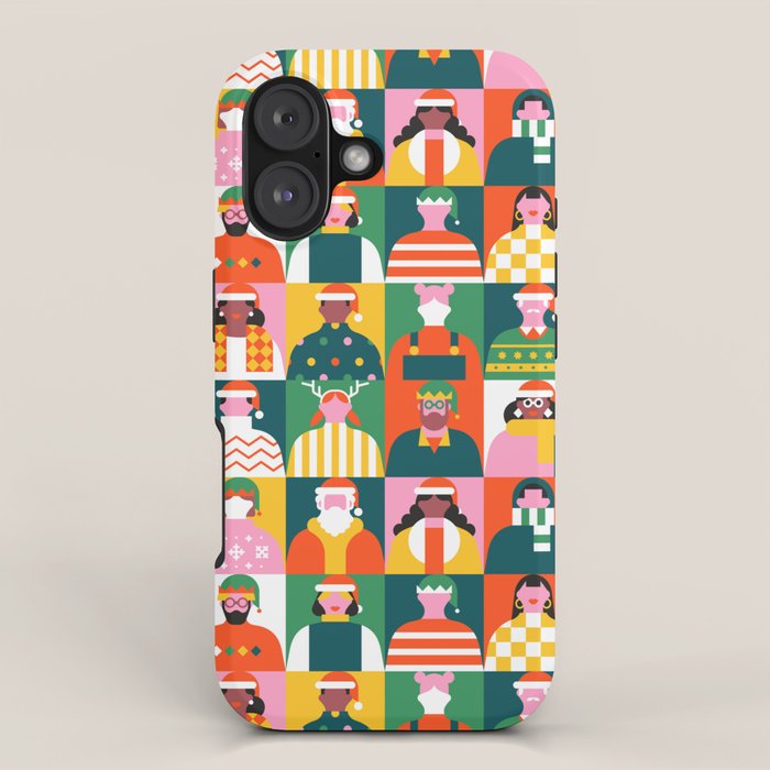 Diverse festive christmas people mosaic pattern iPhone Case Gallery Image 1