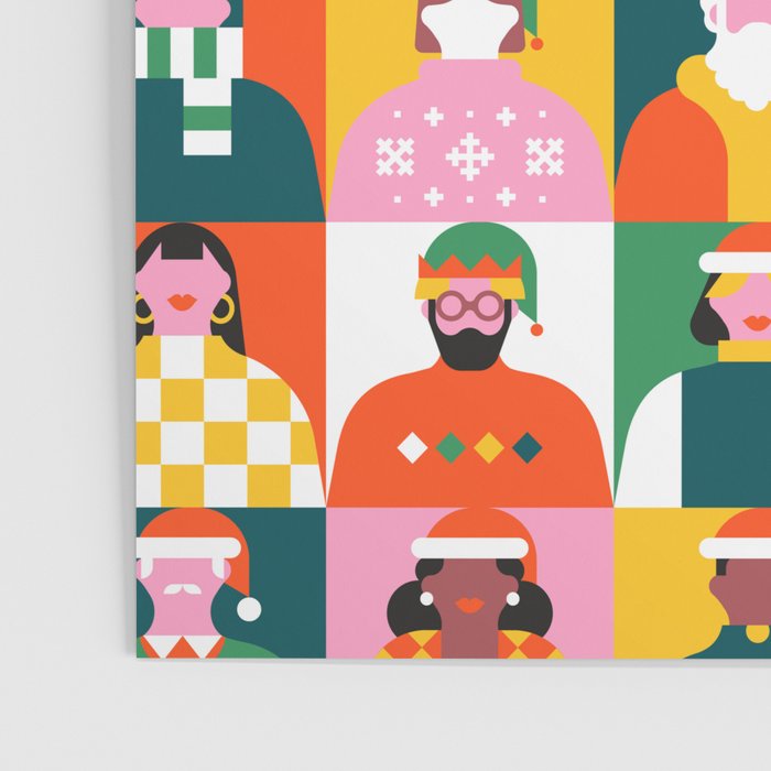 Diverse festive christmas people mosaic pattern Poster Gallery Image 3