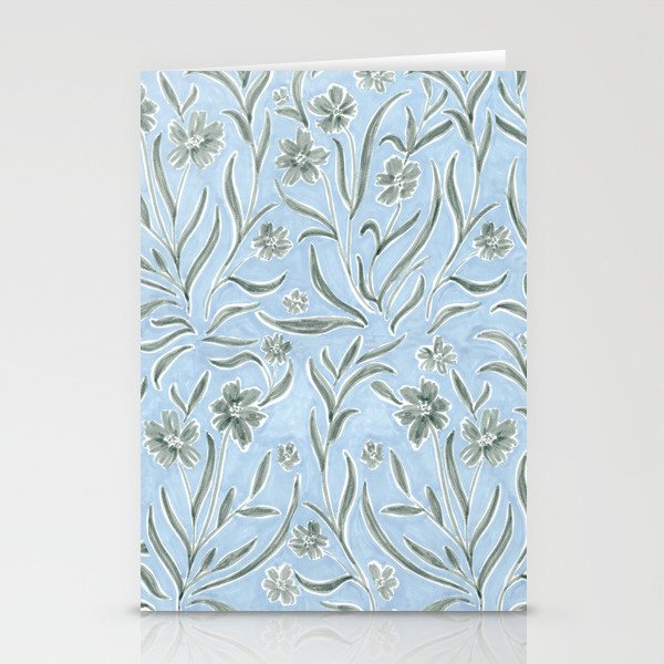 Blue and Gray Modern Florals Stationery Card Gallery Image 2