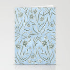 Blue and Gray Modern Florals Stationery Card Gallery Image 2