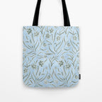 Blue and Gray Modern Florals Tote Bag Gallery Image 1