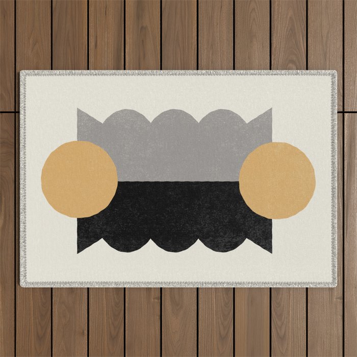 BalanceColorblock - Gold Black Outdoor Rug Gallery Image 1