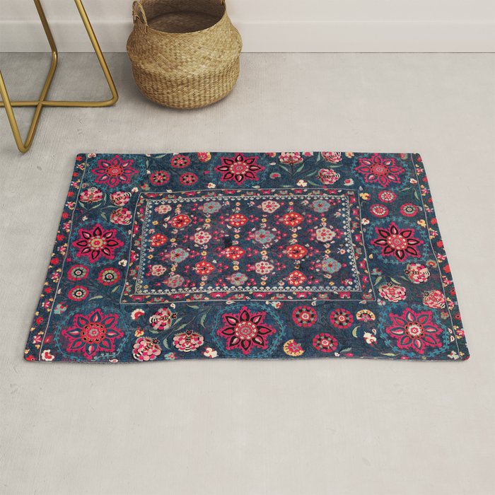 Lakai Suzani Shakhrisyabz Uzbek Embroidery Print Rug Gallery Image 1