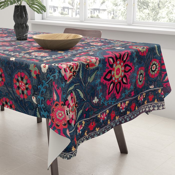 Lakai Suzani Shakhrisyabz Uzbek Embroidery Print Tablecloth Gallery Image 3