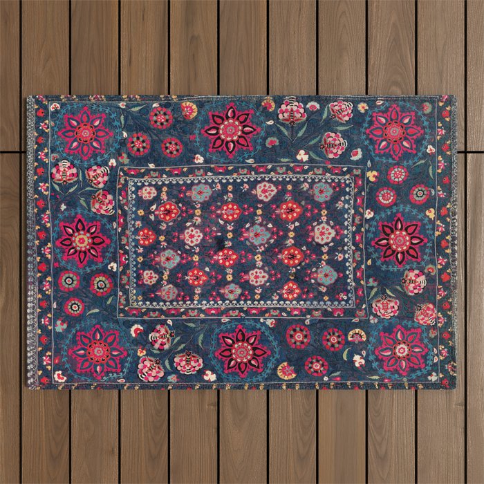 Lakai Suzani Shakhrisyabz Uzbek Embroidery Print Outdoor Rug Gallery Image 1