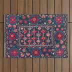 Lakai Suzani Shakhrisyabz Uzbek Embroidery Print Outdoor Rug Gallery Image 1