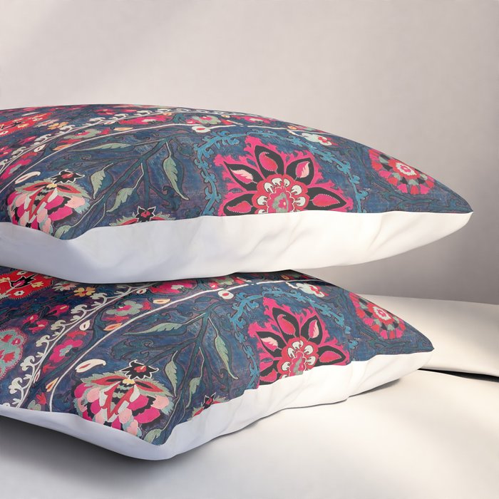 Lakai Suzani Shakhrisyabz Uzbek Embroidery Print Pillow Sham Gallery Image 3