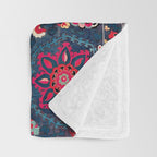 Lakai Suzani Shakhrisyabz Uzbek Embroidery Print Throw Blanket Gallery Image 3