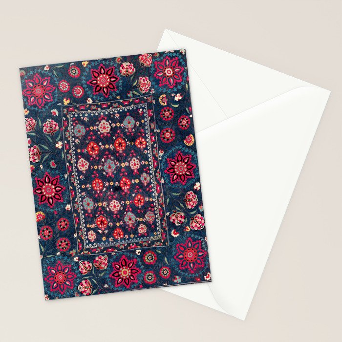 Lakai Suzani Shakhrisyabz Uzbek Embroidery Print Stationery Card Gallery Image 2