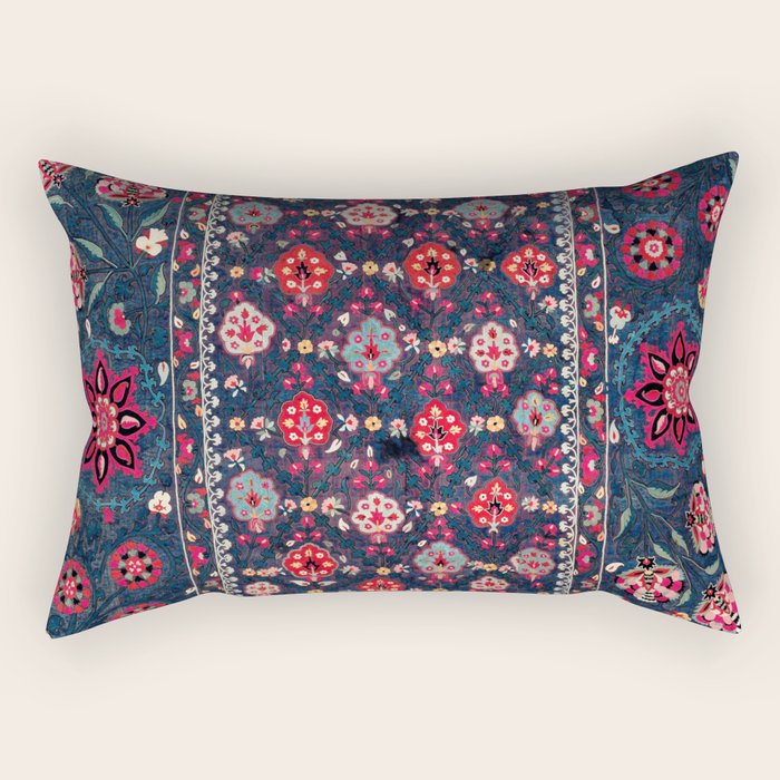 Lakai Suzani Shakhrisyabz Uzbek Embroidery Print Rectangular Pillow Gallery Image 2