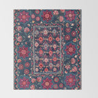 Lakai Suzani Shakhrisyabz Uzbek Embroidery Print Throw Blanket Gallery Image 2