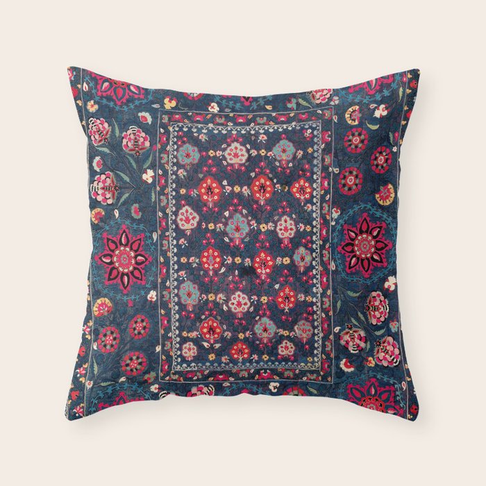 Lakai Suzani Shakhrisyabz Uzbek Embroidery Print Throw Pillow Gallery Image 6