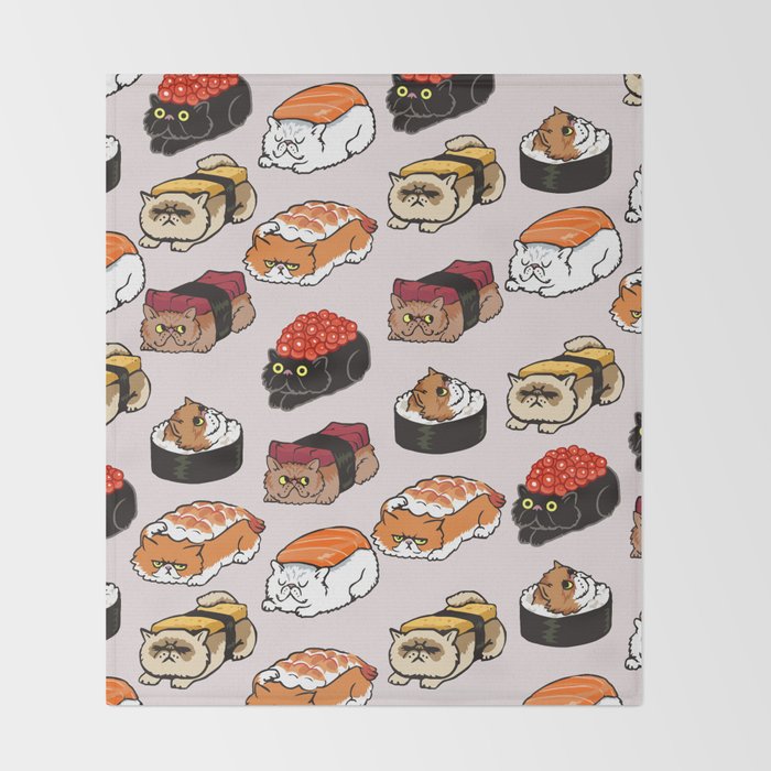 Sushi Persian Cat Throw Blanket Gallery Image 2