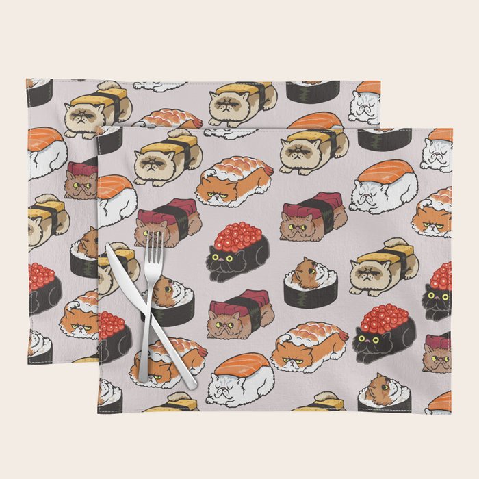 Sushi Persian Cat Placemat Gallery Image 1