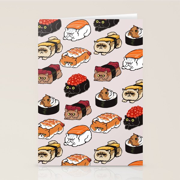 Sushi Persian Cat Stationery Card Gallery Image 2