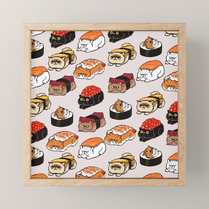 Sushi Persian Cat Mini Art Print Gallery Image 1