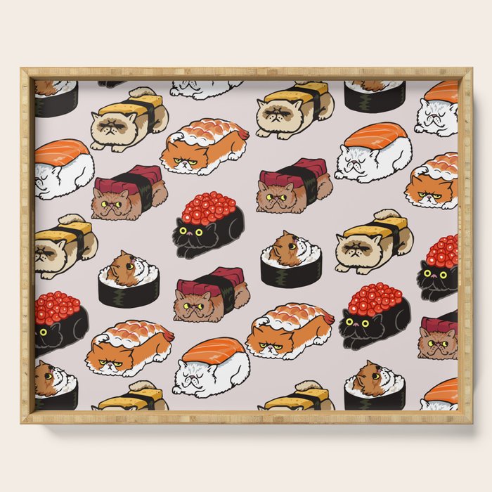 Sushi Persian Cat Serving Tray Gallery Image 1
